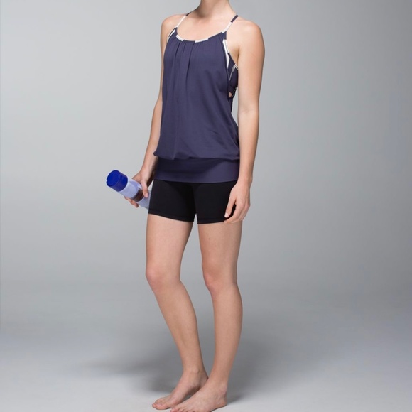 Lululemon No Limits Sports Bra Layer Loose Fit Tank Top Cadet Blue Stripe Size 4 - Picture 4 of 16